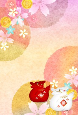 ejderha Yeni Yıl kartı Çin Zodyak Arkaplanı