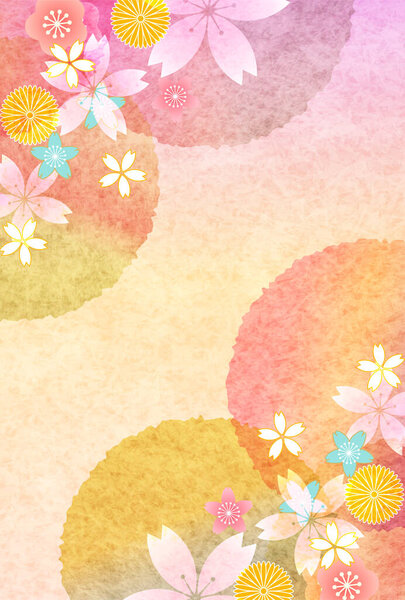 cherry blossom Japanese paper New Year's card background