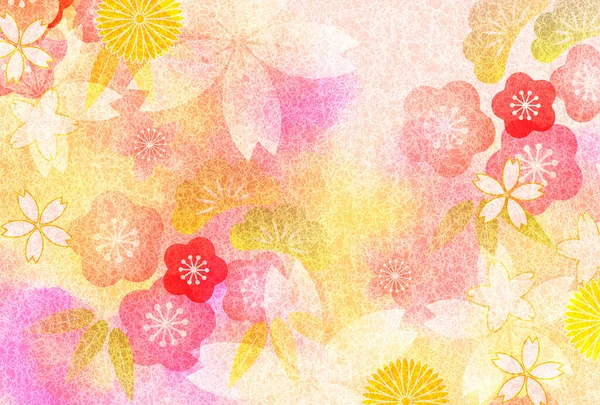 Flor Cerezo Papel Japonés Fondo Tarjeta Año Nuevo — Vector de stock