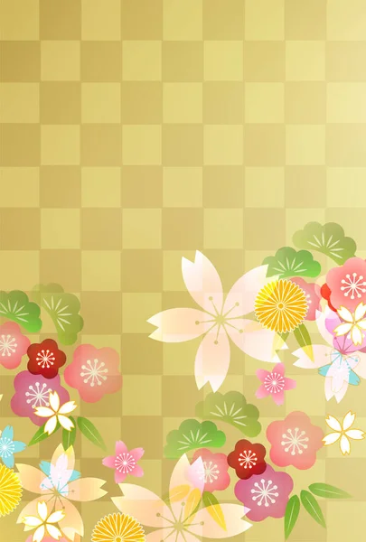 Цветение Сакуры Японская Бумага Новогодняя Открытка Фон — стоковый вектор