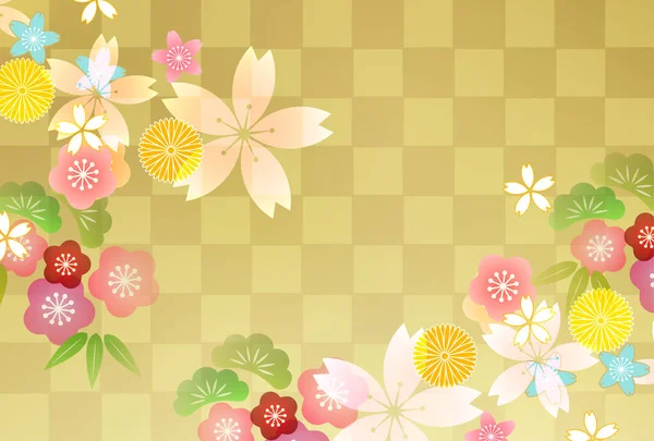 Kirsikankukka Japanilainen Paperi Uudenvuoden Kortin Tausta — vektorikuva
