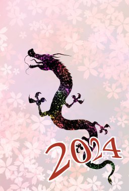 ejderha Yeni Yıl kartı Çin Zodyak Arkaplanı