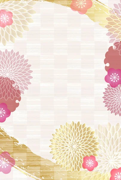 Japanische Muster Nengajo Chrysantheme Hintergrund — Stockvektor