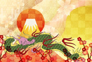 ejderha Yeni Yıl kartı Çin Zodyak Arkaplanı