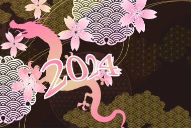 ejderha Yeni Yıl kartı Çin Zodyak Arkaplanı