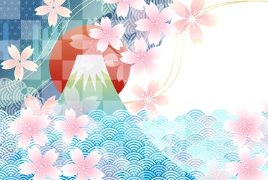 Fuji Kiraz Çiçeği Yılbaşı Kartı Arkaplanı