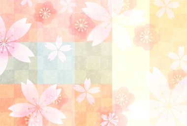 Kiraz Çiçekleri Japon desenli suluboya arka planı