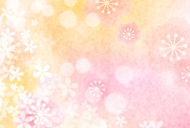 Kiraz Çiçekleri Japon desenli suluboya arka planı