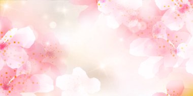 Kiraz Çiçekleri Japon desenli suluboya arka planı