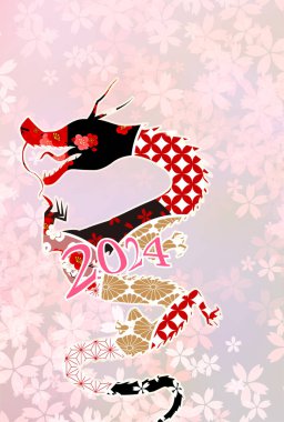 ejderha Yeni Yıl kartı Çin Zodyak Arkaplanı