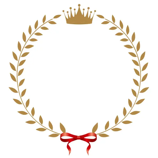 Crown Ribbon Gold Laurel Icon — Stock Vector