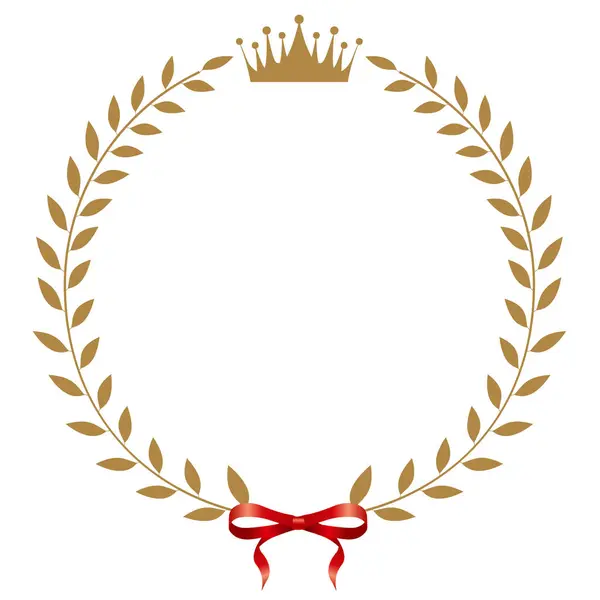 Crown Ribbon Gold Laurel Icon — Stock Vector