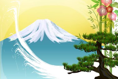 Fuji Japon Şablonu Nişan Arkaplanı