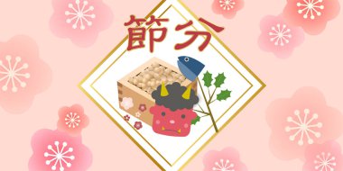 Setsubun Plum Oni Bahar Arkaplanı