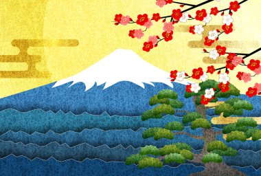Japon Desenli Nhojo Fuji Ume Japon Desenli Arkaplan