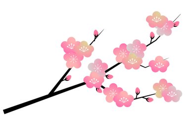 Ume Yeni Yıl Kartı Japon Desen Simgeleri