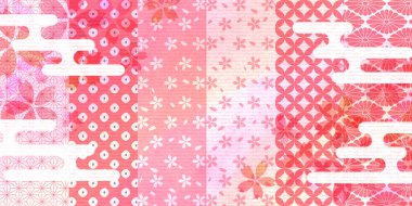 Japon Desenli Şablon Suluboya Arkaplanı