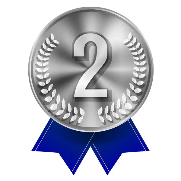 Medal Ribbon Silver Laurel Icon — Stockový vektor