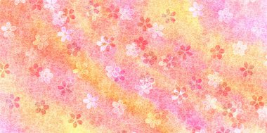 Kiraz Çiçekleri Japon desenli suluboya arka planı