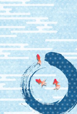 Japon Balığı Şablonu Yaz Arkaplanı