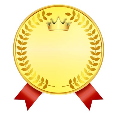 Madalya tacı altın kurdele ikonu