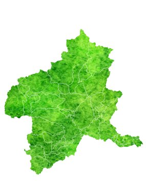 Gunma Haritası Yeşil Suluboya Simgesi