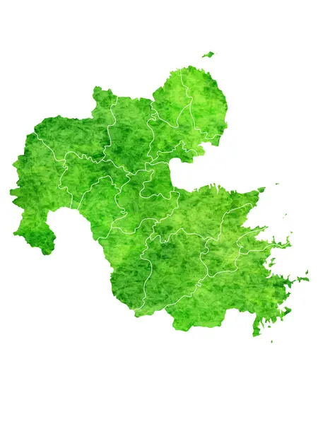 Oita Mapa Verde Acuarela Icono — Vector de stock