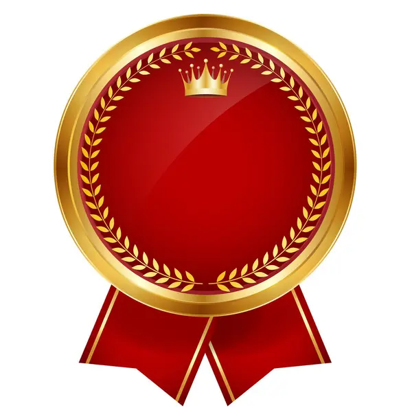 Madalya Altın Taç Kurdele Ikonu — Stok Vektör