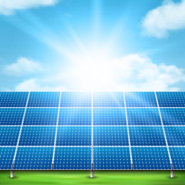 Güneş paneli gökyüzü ışığı arkaplanı