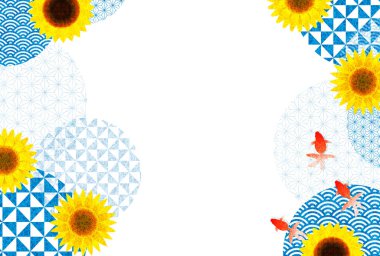 Japon balığı ayçiçekleri sıcak hava arkaplanı