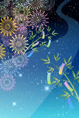 Tanabata Havai fişek Samanyolu Arkaplanı