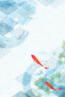 Japon Balığı Şablonu Yaz Arkaplanı