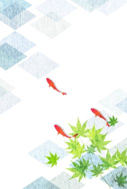 Japon Balığı Şablonu Yaz Arkaplanı