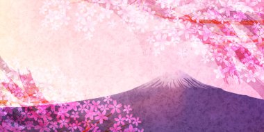Fuji Japonya Yeni Yıl Kartı Kiraz Çiçeği Arkaplanı