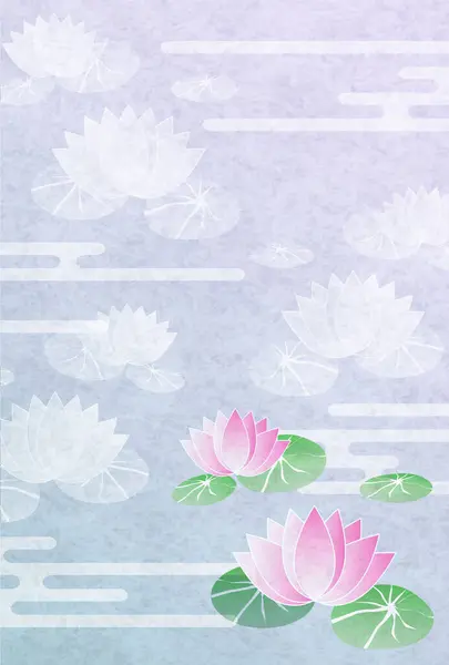 Stock vector Mourning Lotus Postcard Japanese Pattern Background