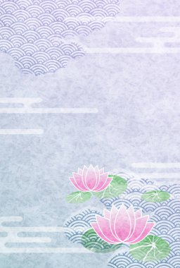 Yas tutan Lotus Kartpostalı Japon Desenli Arkaplan