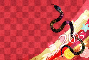 Yılan Yılbaşı Kartı Silueti Arkaplanı