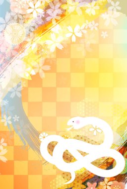 Yılan Yılbaşı Kartı Silueti Arkaplanı