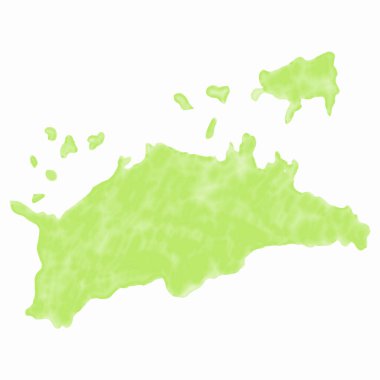 Kagawa map watercolor green icon clipart