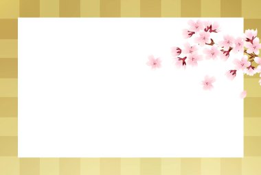 Kiraz Çiçekleri Japon desenli suluboya arka planı