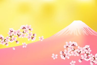 Kiraz Çiçekleri Fuji Suluboya Arkaplanı