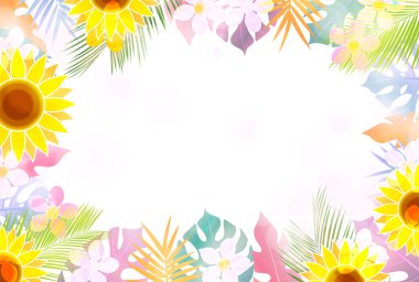 Sıcak yaz ayçiçekleri Yaz yaprakları arka plan