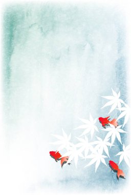 Japon balığı akçaağaç yaprağı yaz arkaplanı