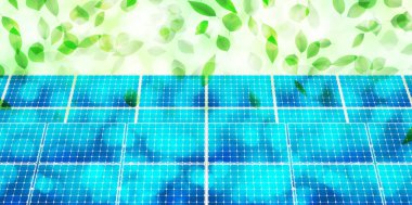 Güneş paneli taze yeşil güneş ışığı arkaplanı