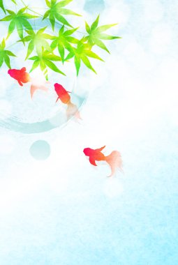 Japon Balığı Desenli Arka plan Yazı Selamlama