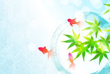 Japon Balığı Desenli Arka plan Yazı Selamlama