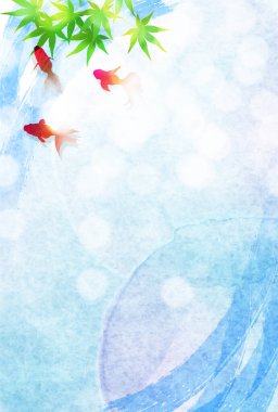 Japon Balığı Desenli Arka plan Yazı Selamlama