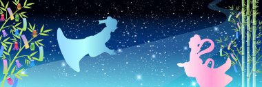 Tanabata Japon Desenli Yaz Arkaplanı