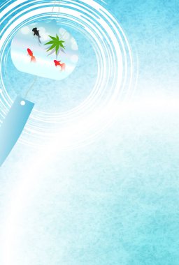 Sıcak yaz, Japon balıklarını selamlama, suluboya arka plan