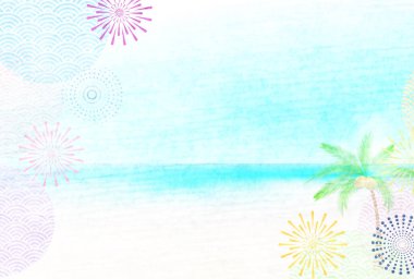 Havai fişek deniz palmiye ağaç arka plan